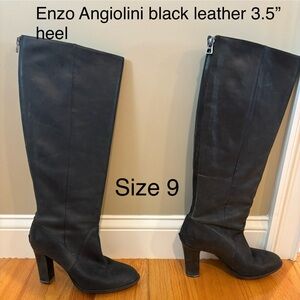 Enzo Angiolini Black Leather Heeled Boots